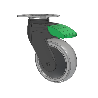 Tango Top Plate Swivel Caster with 100 x 32 TPR (80a) Wheel and Directional Lock Brake