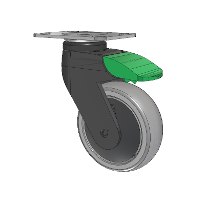 Tango Top Plate Swivel Caster with 100 x 32 TPR (80a) Wheel and Directional Lock Brake