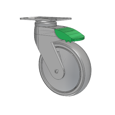 Tango Top Plate Swivel Caster with 125 x 32 TPU (80a) Wheel and Directional Lock Brake