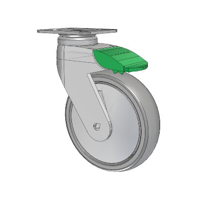 Tango Top Plate Swivel Caster with 125 x 32 TPR (80a) Wheel and Directional Lock Brake