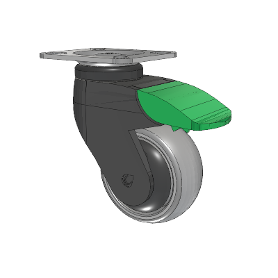 Tango Top Plate Swivel Caster with 75 x 32 TPU (80a) Wheel and Directional Lock Brake