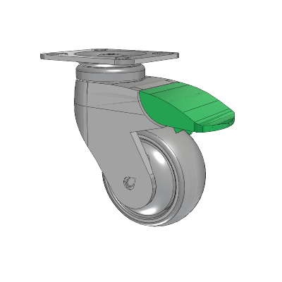 Tango Top Plate Swivel Caster with 75 x 32 TPU (80a) Wheel and Directional Lock Brake