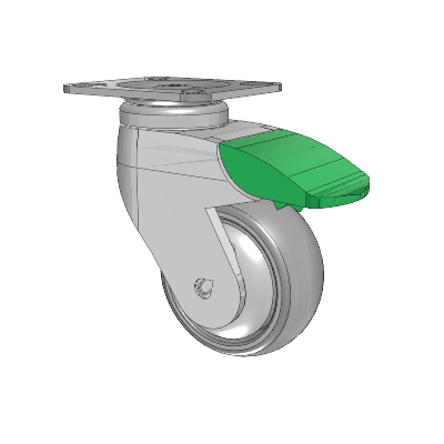 Tango Top Plate Swivel Caster with 75 x 32 TPU (80a) Wheel and Directional Lock Brake
