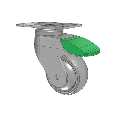 Tango Top Plate Swivel Caster with 75 x 32 TPU (80a) Wheel and Directional Lock Brake
