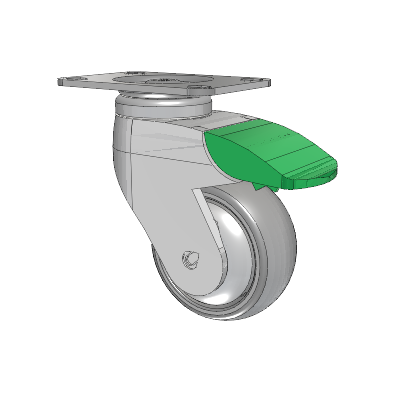 Tango Top Plate Swivel Caster with 75 x 32 TPR (80a) Wheel and Directional Lock Brake