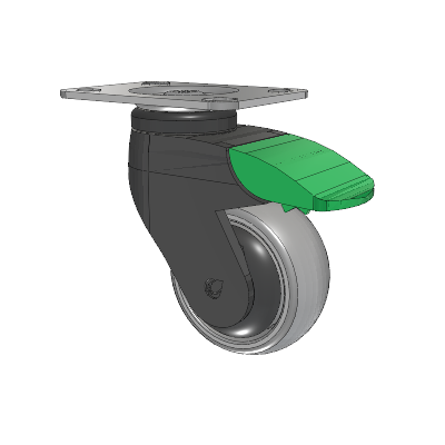 Tango Top Plate Swivel Caster with 75 x 32 TPR (80a) Wheel and Directional Lock Brake