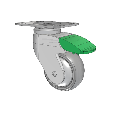 Tango Top Plate Swivel Caster with 75 x 32 TPR (80a) Wheel and Directional Lock Brake