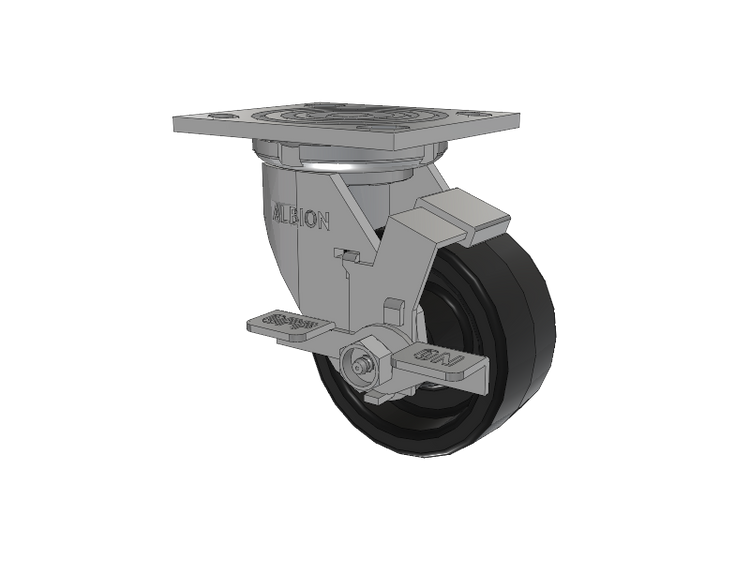 16 Series Top Plate Swivel Caster with 4 x 2 Black Phenolic Resin TM - Phenolic Wheel and Face Brake