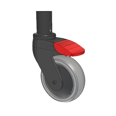 Tango Round Stem Caster with 100 x 32 TPU (80a) Wheel and Total Lock Brake