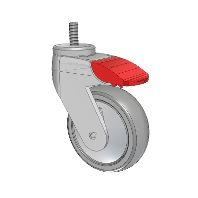 Tango Threaded Stem Caster with 100 x 32 TPU (80a) Wheel and Total Lock Brake