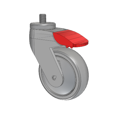 Tango Threaded Stem Caster with 100 x 32 TPU (80a) Wheel and Total Lock Brake