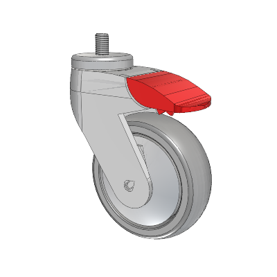 Tango Threaded Stem Caster with 100 x 32 TPU (80a) Wheel and Total Lock Brake