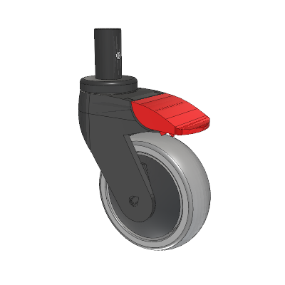 Tango Round Stem Caster with 100 x 32 TPR (80a) Wheel and Total Lock Brake