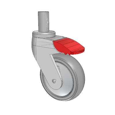 Tango Round Stem Caster with 100 x 32 TPR (80a) Wheel and Total Lock Brake