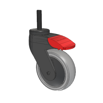 Tango Threaded Stem Caster with 100 x 32 TPR (80a) Wheel and Total Lock Brake
