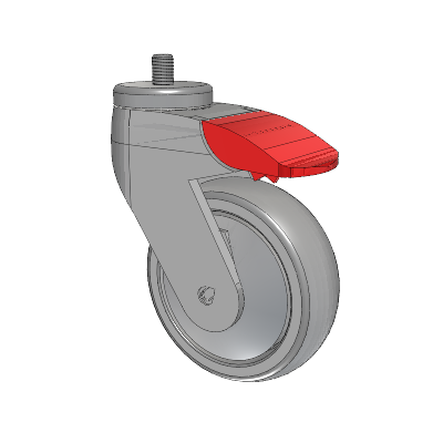 Tango Threaded Stem Caster with 100 x 32 TPR (80a) Wheel and Total Lock Brake