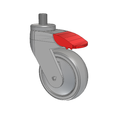 Tango Threaded Stem Caster with 100 x 32 TPR (80a) Wheel and Total Lock Brake