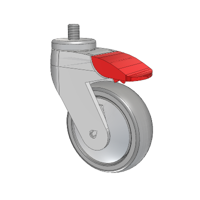 Tango Threaded Stem Caster with 100 x 32 TPR (80a) Wheel and Total Lock Brake