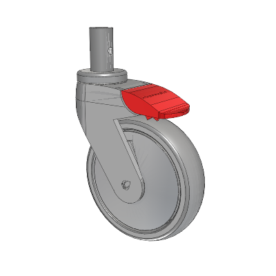 Tango Round Stem Caster with 125 x 32 TPU (80a) Wheel and Total Lock Brake