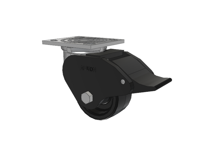 16 Series Top Plate Swivel Caster with 4 x 2 Black Phenolic Resin TM - Phenolic Wheel and Total Lock Brake