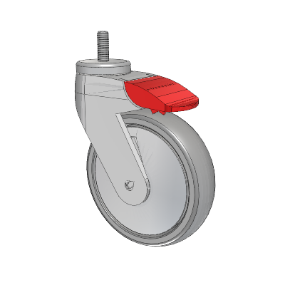 Tango Threaded Stem Caster with 125 x 32 TPU (80a) Wheel and Total Lock Brake