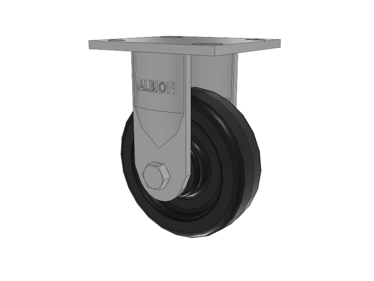 16 Series Top Plate Rigid Caster with 5 x 1.5 Black Phenolic Resin TM - Phenolic Wheel