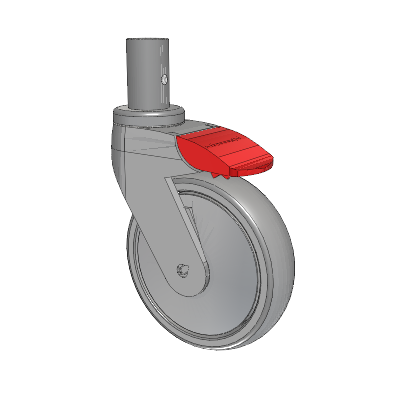 Tango Round Stem Caster with 125 x 32 TPR (80a) Wheel and Total Lock Brake