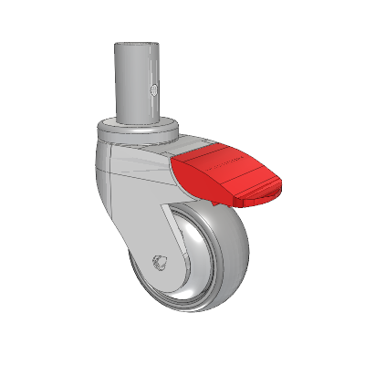 Tango Round Stem Caster with 75 x 32 TPU (80a) Wheel and Total Lock Brake