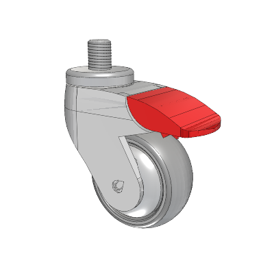Tango Threaded Stem Caster with 75 x 32 TPU (80a) Wheel and Total Lock Brake