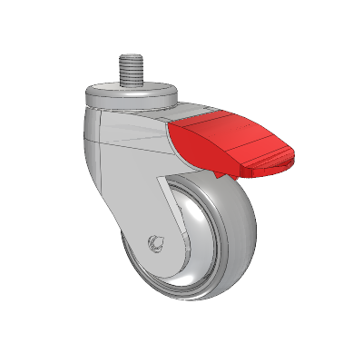 Tango Threaded Stem Caster with 75 x 32 TPU (80a) Wheel and Total Lock Brake