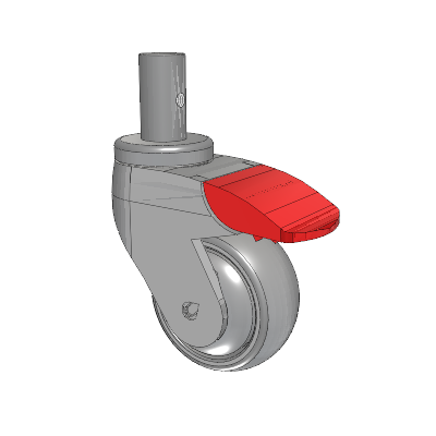 Tango Round Stem Caster with 75 x 32 TPR (80a) Wheel and Total Lock Brake