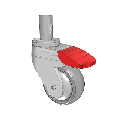 Tango Round Stem Caster with 75 x 32 TPR (80a) Wheel and Total Lock Brake
