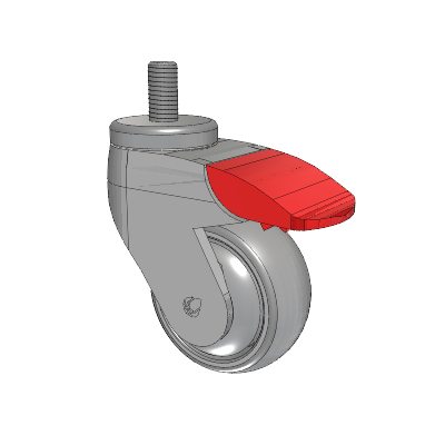 Tango Threaded Stem Caster with 75 x 32 TPR (80a) Wheel and Total Lock Brake