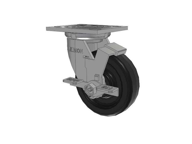 16 Series Top Plate Swivel Caster with 5 x 1.5 Black Phenolic Resin TM - Phenolic Wheel and Face Brake