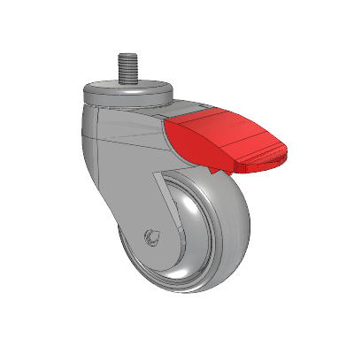 Tango Threaded Stem Caster with 75 x 32 TPR (80a) Wheel and Total Lock Brake