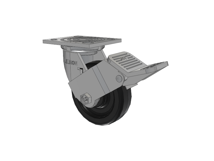 16 Series Top Plate Swivel Caster with 5 x 1.5 Black Phenolic Resin TM - Phenolic Wheel and Face Brake