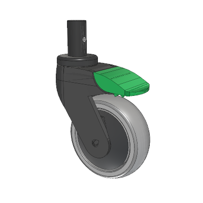 Tango Round Stem Caster with 100 x 32 TPU (80a) Wheel and Directional Lock Brake