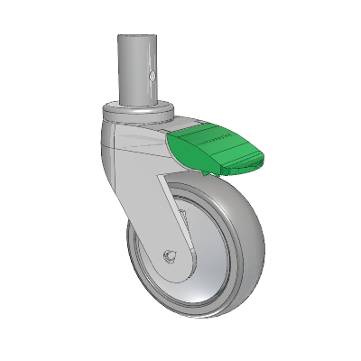 Tango Round Stem Caster with 100 x 32 TPU (80a) Wheel and Directional Lock Brake