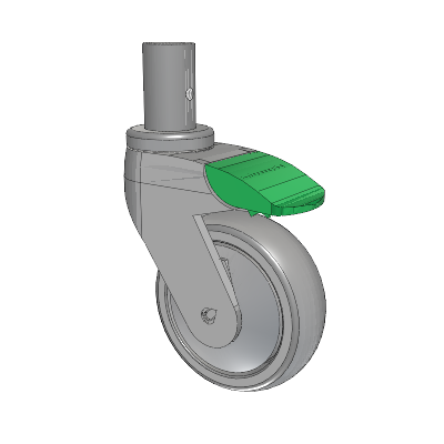 Tango Round Stem Caster with 100 x 32 TPU (80a) Wheel and Directional Lock Brake