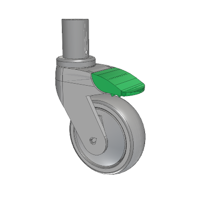 Tango Round Stem Caster with 100 x 32 TPU (80a) Wheel and Directional Lock Brake