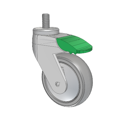 Tango Threaded Stem Caster with 100 x 32 TPU (80a) Wheel and Directional Lock Brake