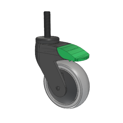 Tango Threaded Stem Caster with 100 x 32 TPU (80a) Wheel and Directional Lock Brake