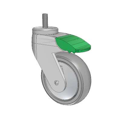 Tango Threaded Stem Caster with 100 x 32 TPU (80a) Wheel and Directional Lock Brake