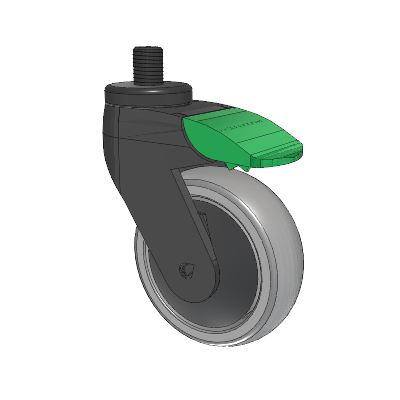 Tango Threaded Stem Caster with 100 x 32 TPU (80a) Wheel and Directional Lock Brake