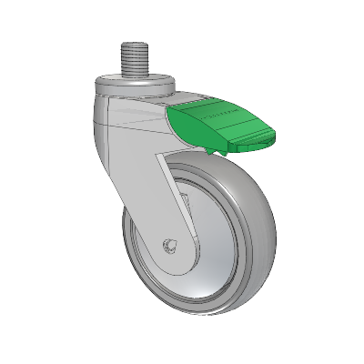 Tango Threaded Stem Caster with 100 x 32 TPU (80a) Wheel and Directional Lock Brake
