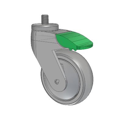 Tango Threaded Stem Caster with 100 x 32 TPU (80a) Wheel and Directional Lock Brake