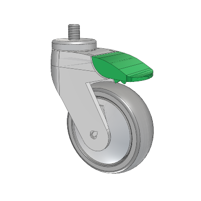 Tango Threaded Stem Caster with 100 x 32 TPU (80a) Wheel and Directional Lock Brake