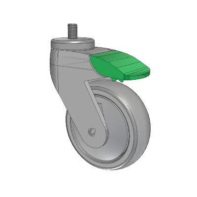 Tango Threaded Stem Caster with 100 x 32 TPU (80a) Wheel and Directional Lock Brake