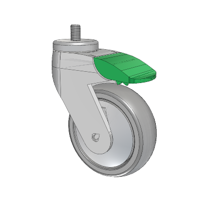 Tango Threaded Stem Caster with 100 x 32 TPU (80a) Wheel and Directional Lock Brake