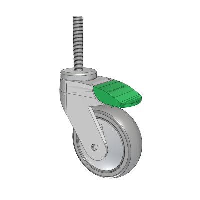 Tango Threaded Stem Caster with 100 x 32 TPU (80a) Wheel and Directional Lock Brake